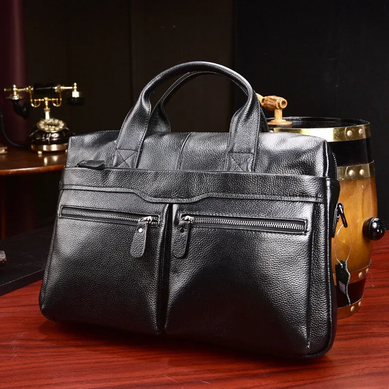 Genuine Leather Business 14 Inch Laptop Bag Briefcase