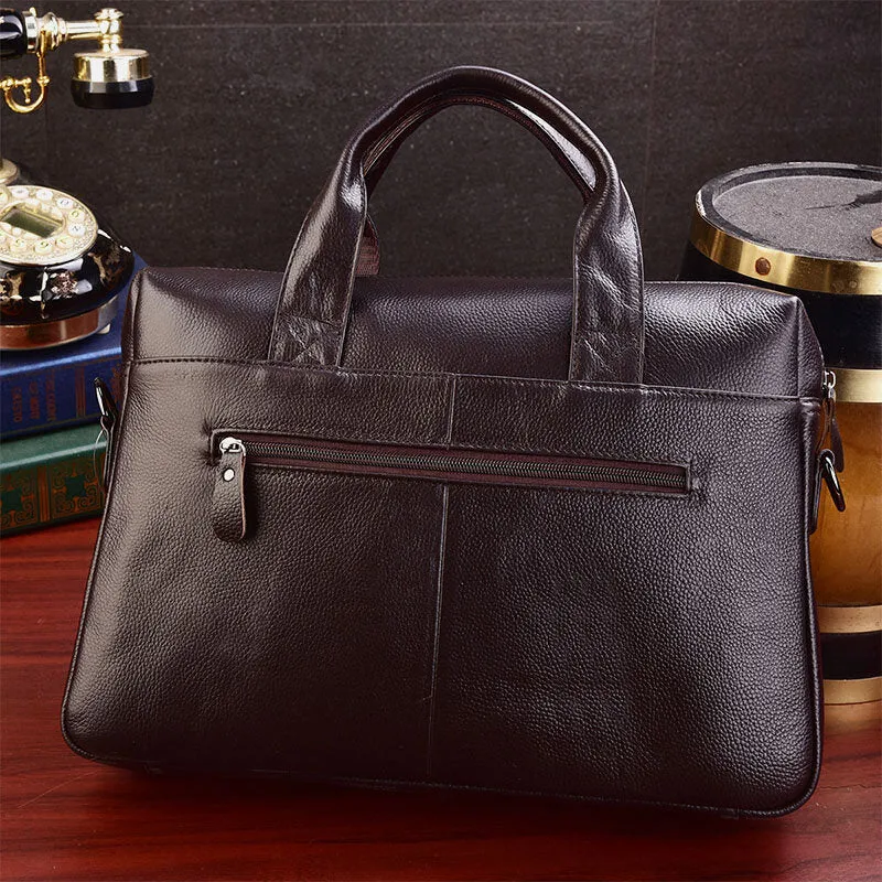 Genuine Leather Business 14 Inch Laptop Bag Briefcase
