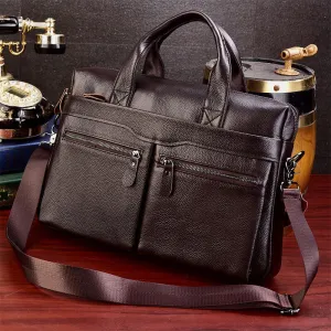 Genuine Leather Business 14 Inch Laptop Bag Briefcase
