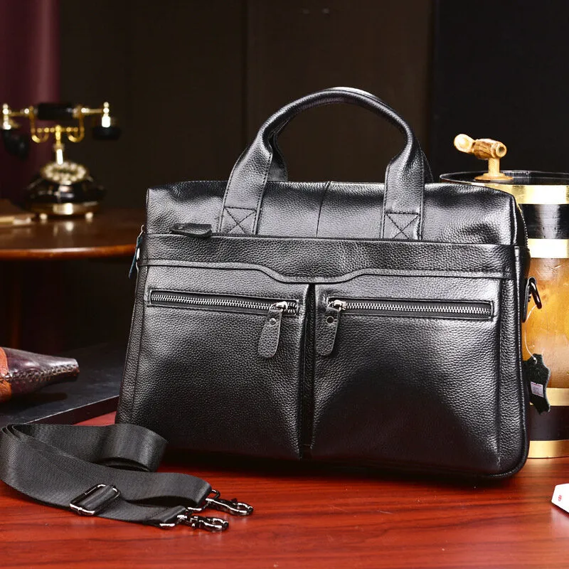 Genuine Leather Business 14 Inch Laptop Bag Briefcase