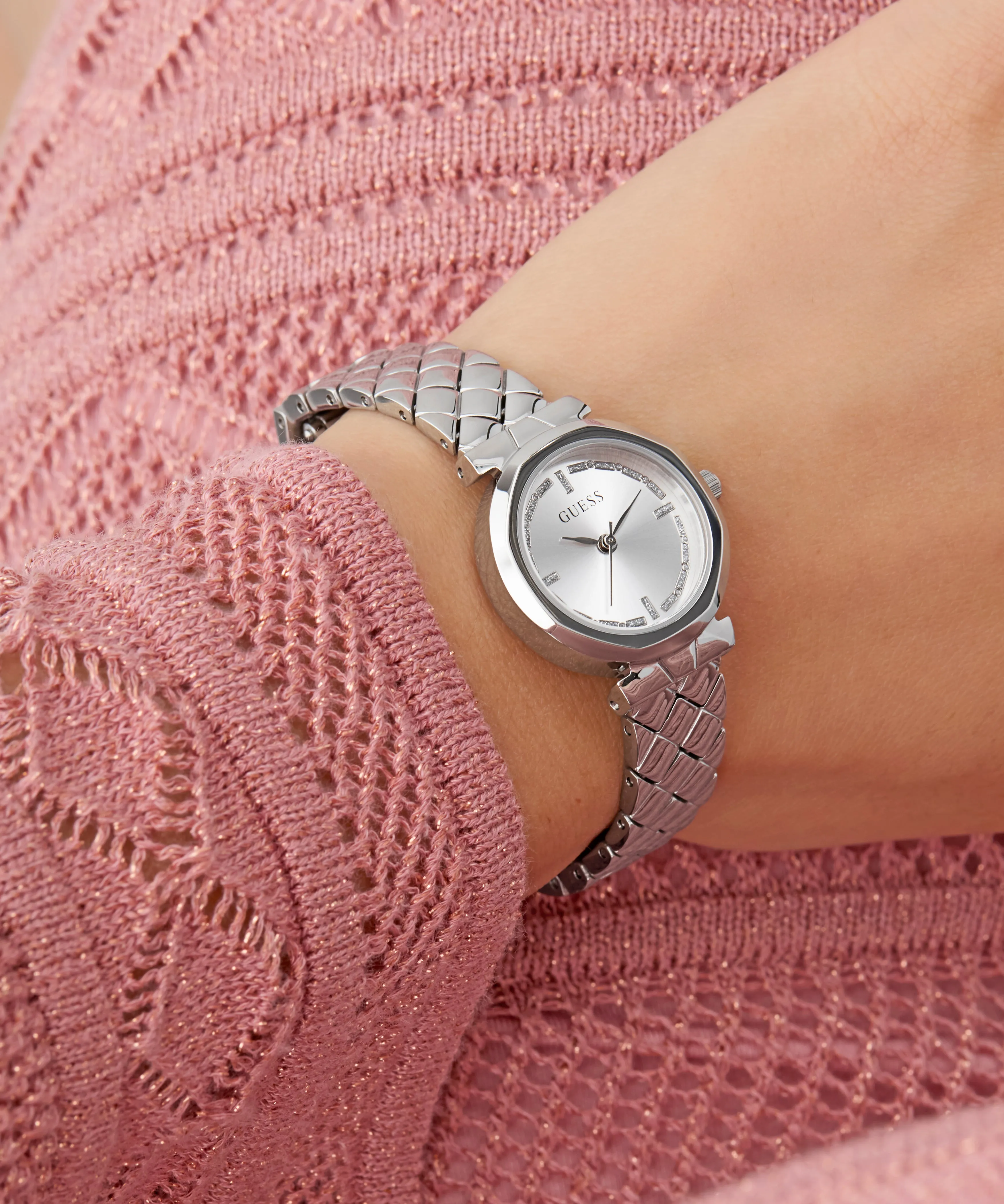 GUESS Ladies Silver Tone Analog Watch