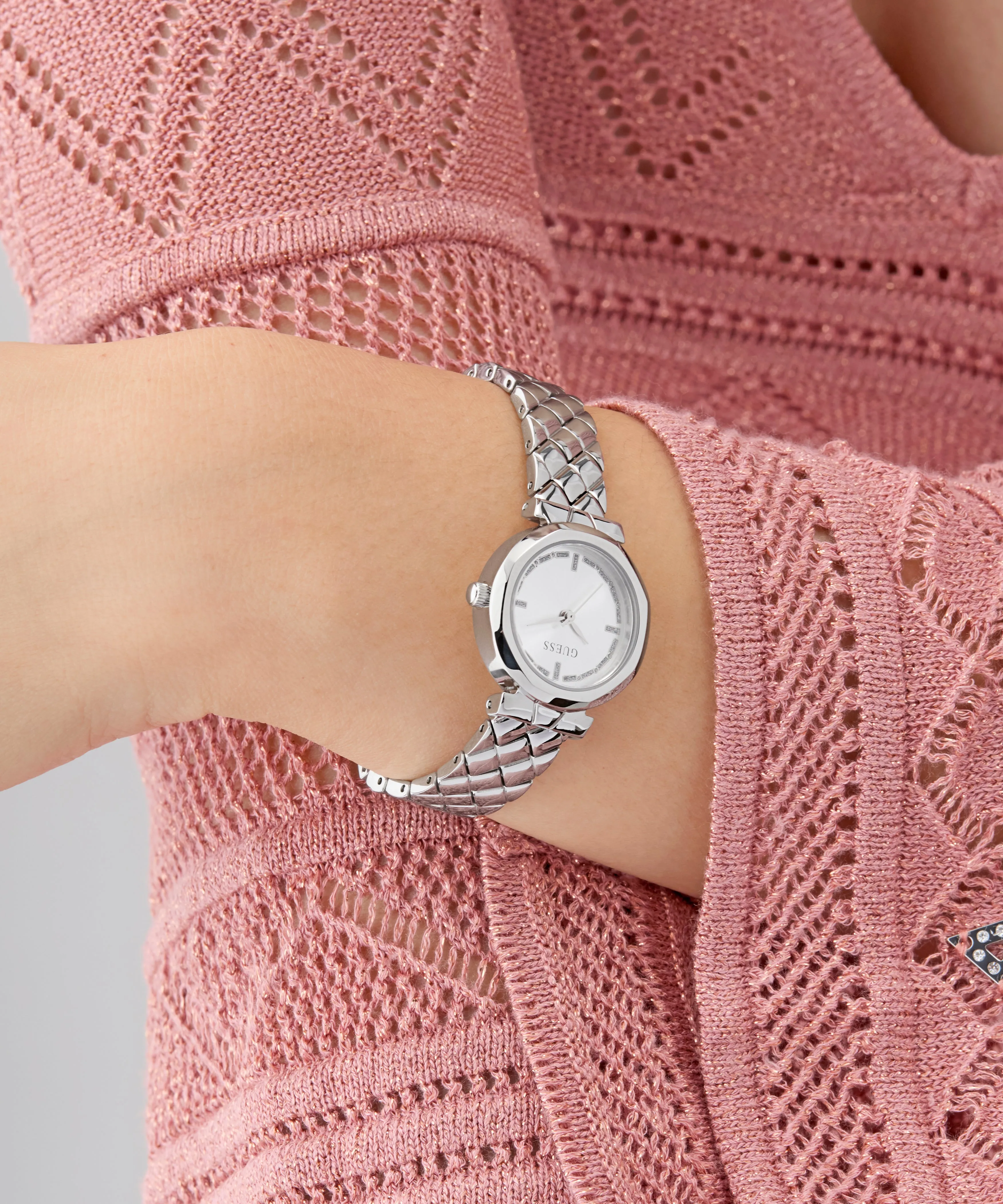GUESS Ladies Silver Tone Analog Watch
