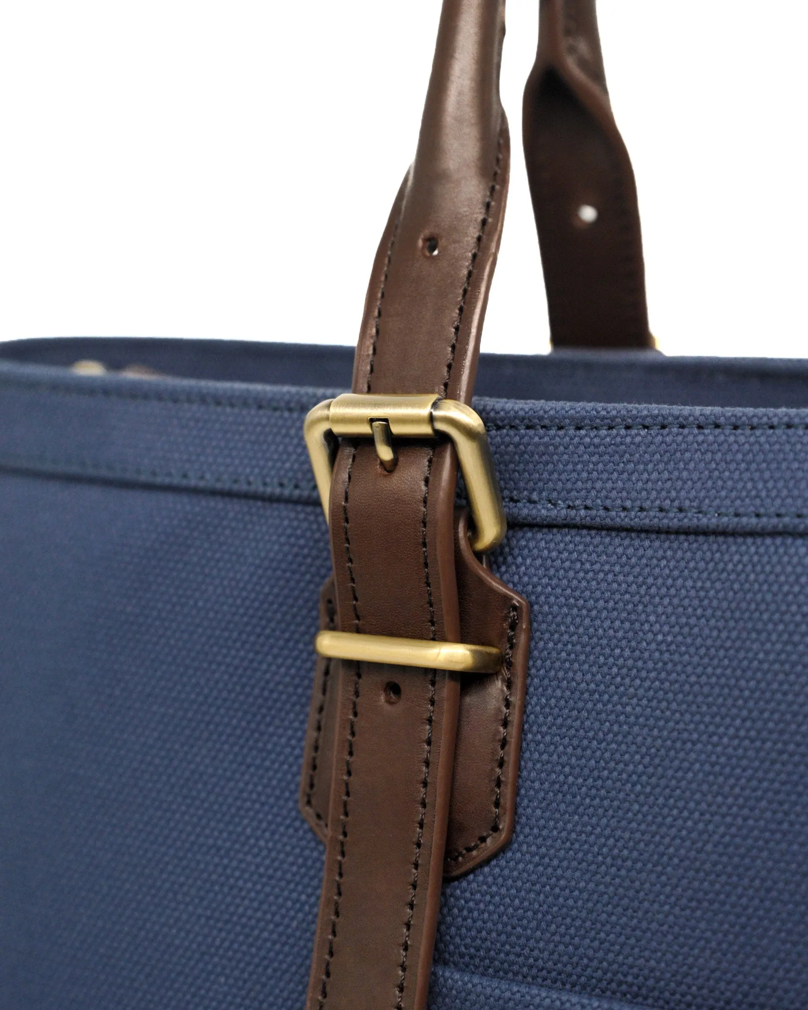 Heavy-Weight Canvas Traveller Tote (Navy/ Dark Choco)
