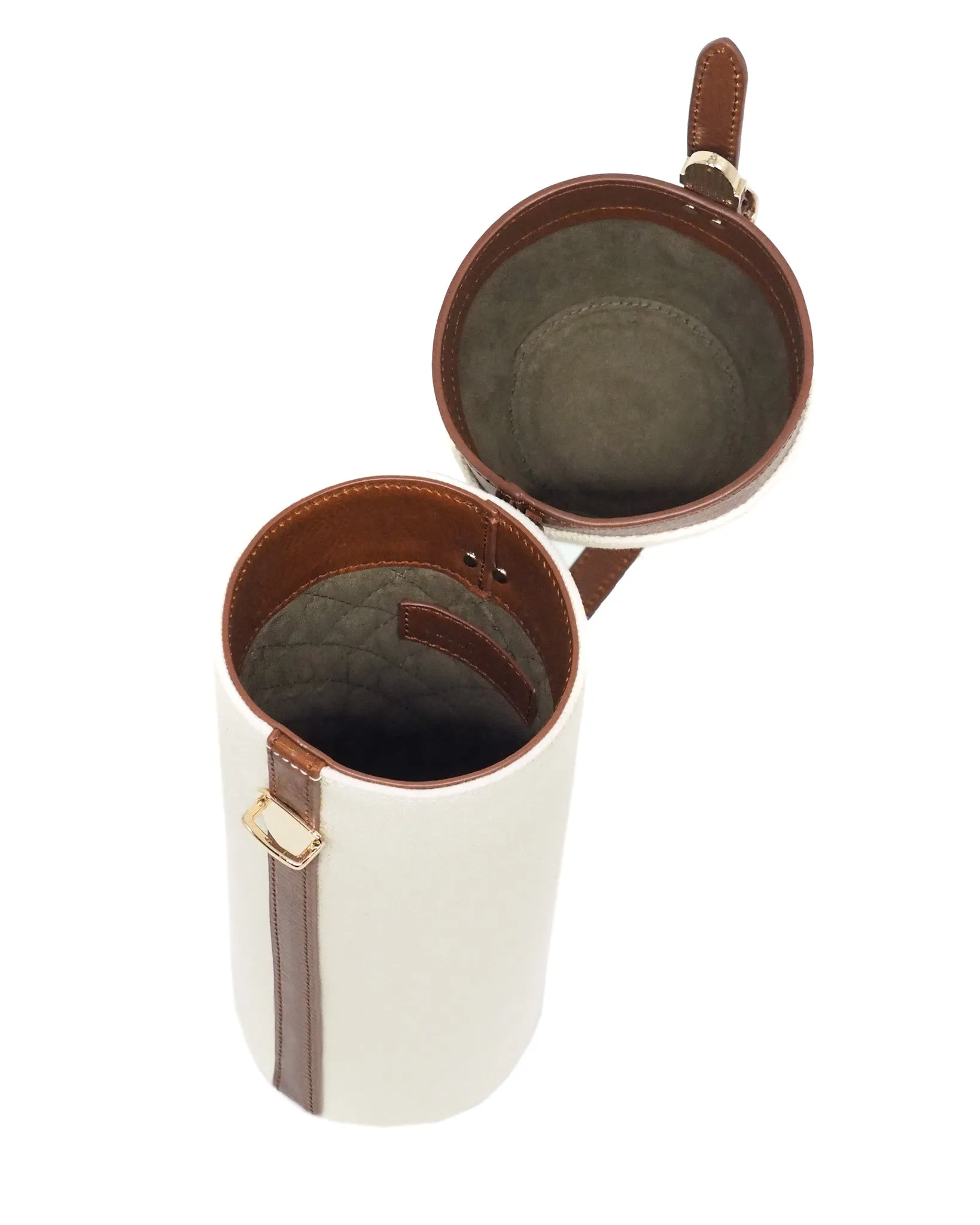 Heavy-Weight Canvas Wine Carrier (Ivory/ Cognac)