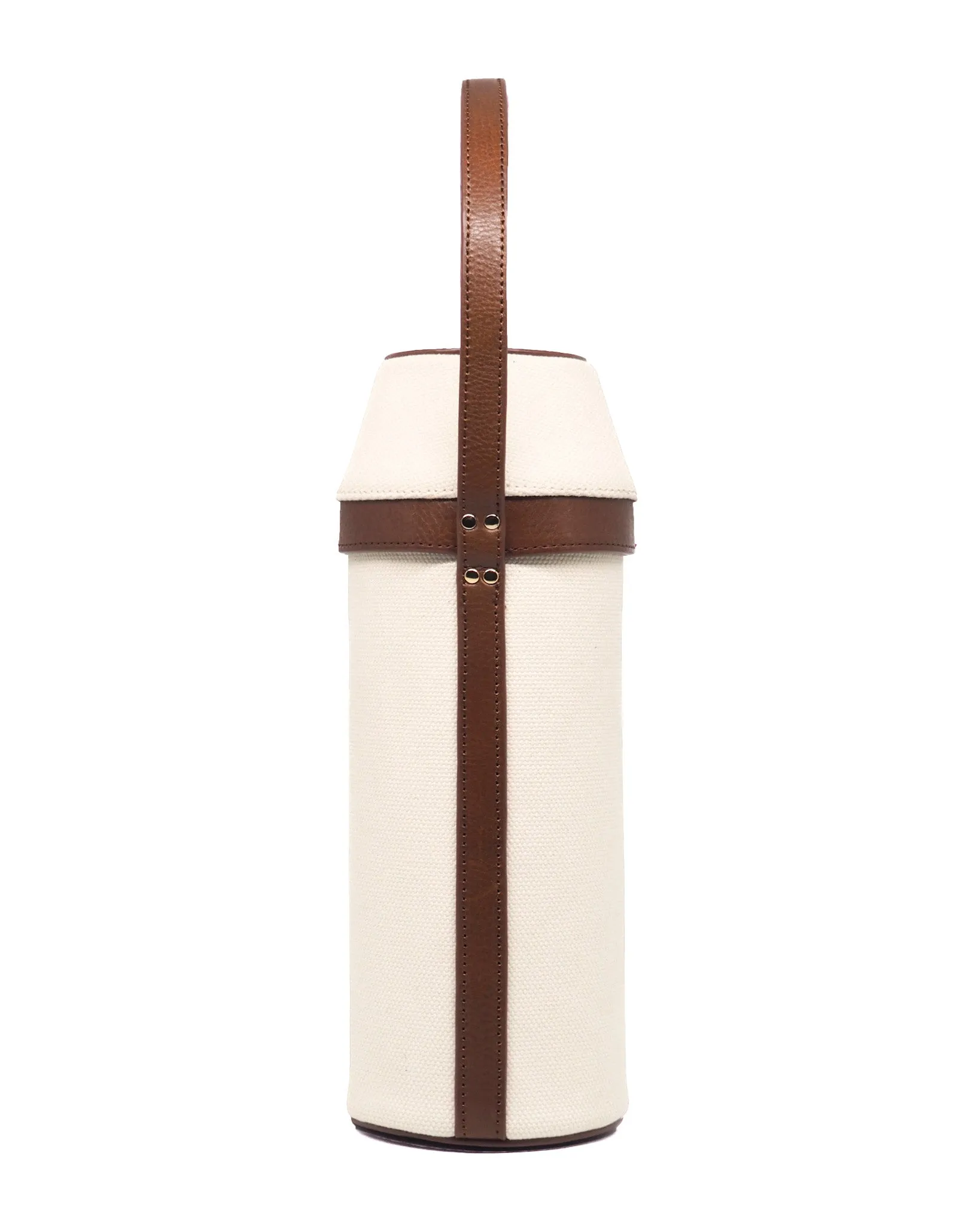 Heavy-Weight Canvas Wine Carrier (Ivory/ Cognac)