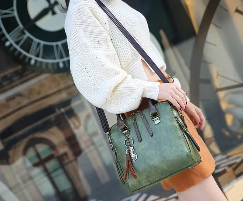 Leather Ladies Hand Bags Women Messenger Bags Totes Tassel