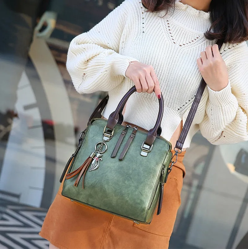 Leather Ladies Hand Bags Women Messenger Bags Totes Tassel
