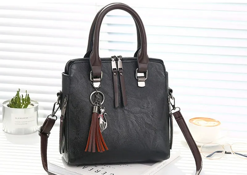 Leather Ladies Hand Bags Women Messenger Bags Totes Tassel