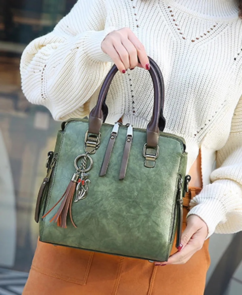 Leather Ladies Hand Bags Women Messenger Bags Totes Tassel