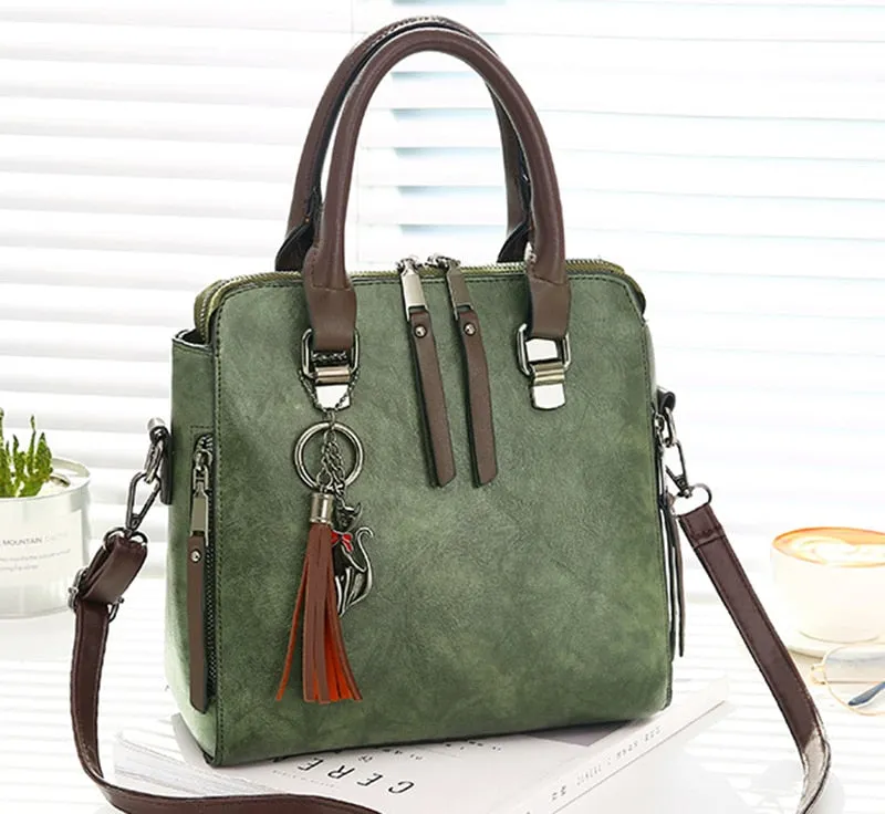 Leather Ladies Hand Bags Women Messenger Bags Totes Tassel