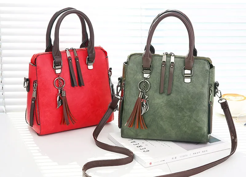 Leather Ladies Hand Bags Women Messenger Bags Totes Tassel