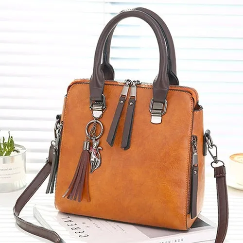 Leather Ladies Hand Bags Women Messenger Bags Totes Tassel