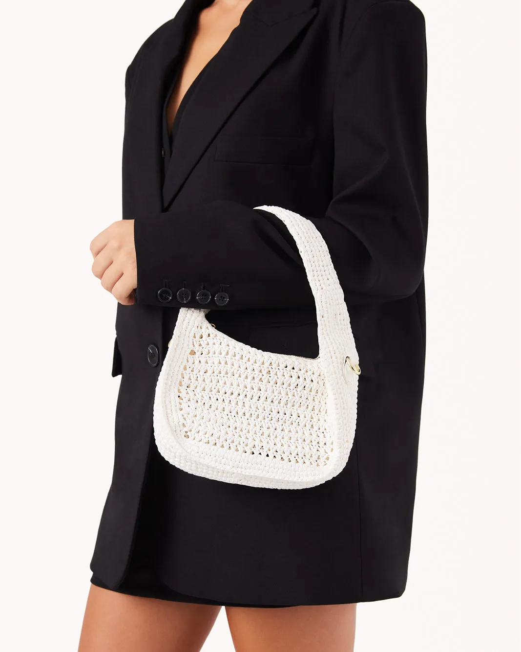 LILY HANDLE BAG - WHITE CROCHET