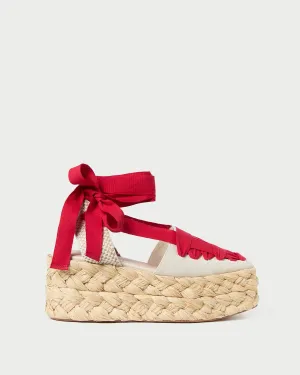 Mason Natural/Red Platform Espadrille