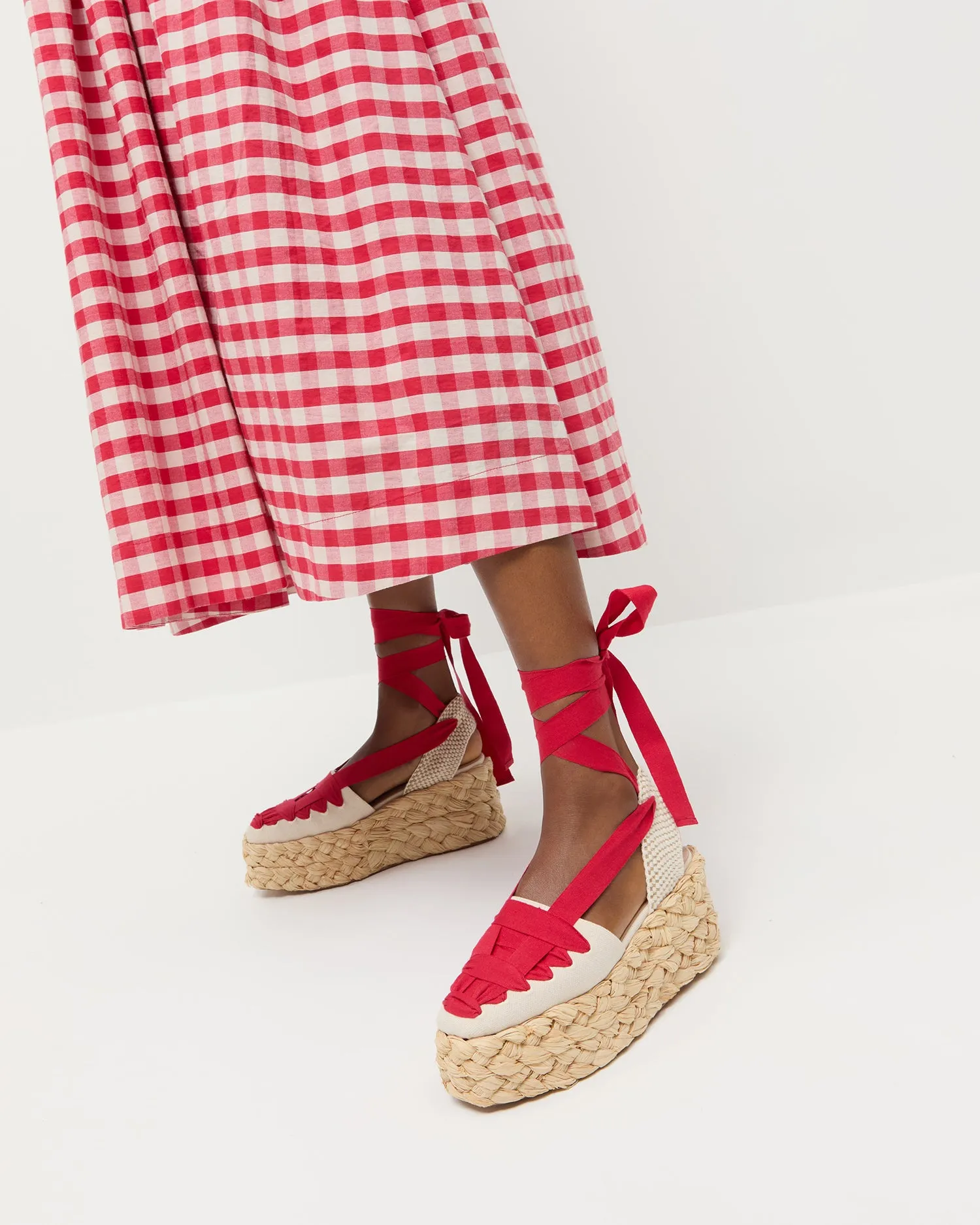 Mason Natural/Red Platform Espadrille