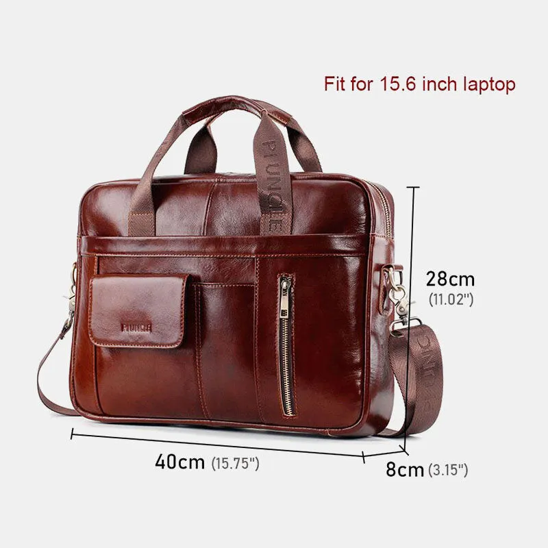 Men Genuine Leather Multifunction Large Capacity Multi-pocket Crossbody Bag Shoulder Bag Handbag Messenger Briefcase