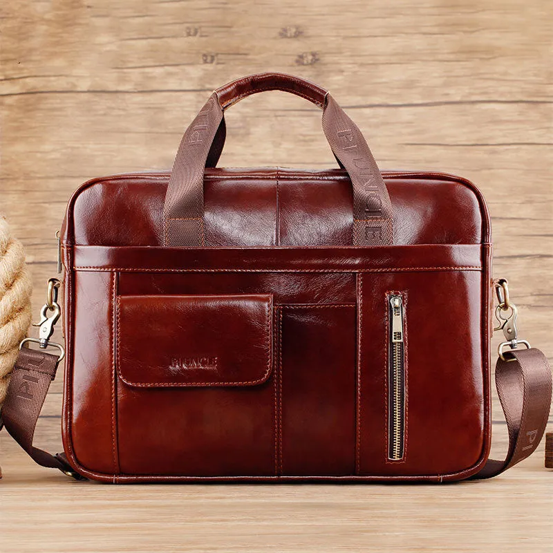Men Genuine Leather Multifunction Large Capacity Multi-pocket Crossbody Bag Shoulder Bag Handbag Messenger Briefcase