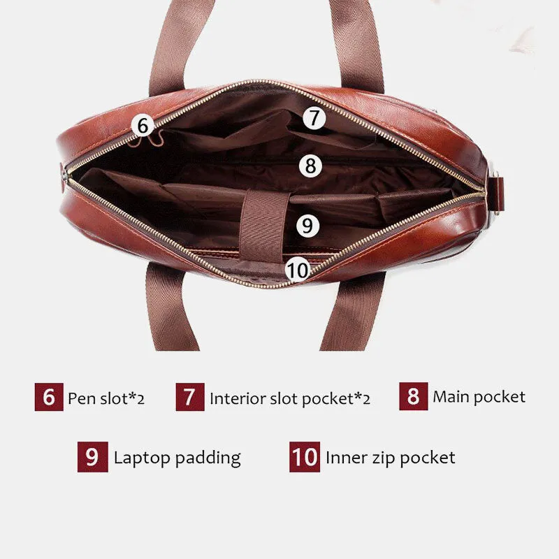Men Genuine Leather Multifunction Large Capacity Multi-pocket Crossbody Bag Shoulder Bag Handbag Messenger Briefcase