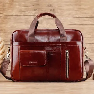 Men Genuine Leather Multifunction Large Capacity Multi-pocket Crossbody Bag Shoulder Bag Handbag Messenger Briefcase