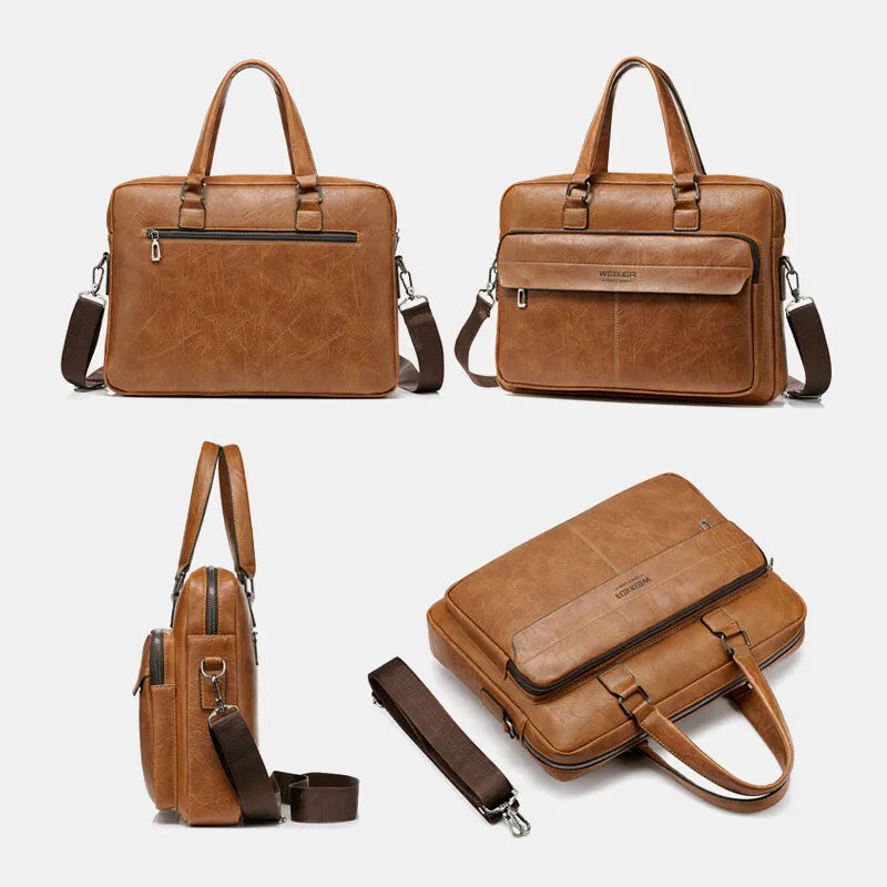 Men Large Capacity Vintage 13 Inch Computer Bag Messenger Bag Crossbody Bags Shoulder Bag Briefcase