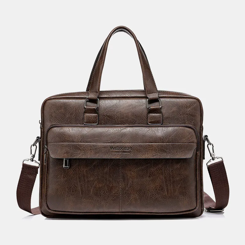Men Large Capacity Vintage 13 Inch Computer Bag Messenger Bag Crossbody Bags Shoulder Bag Briefcase