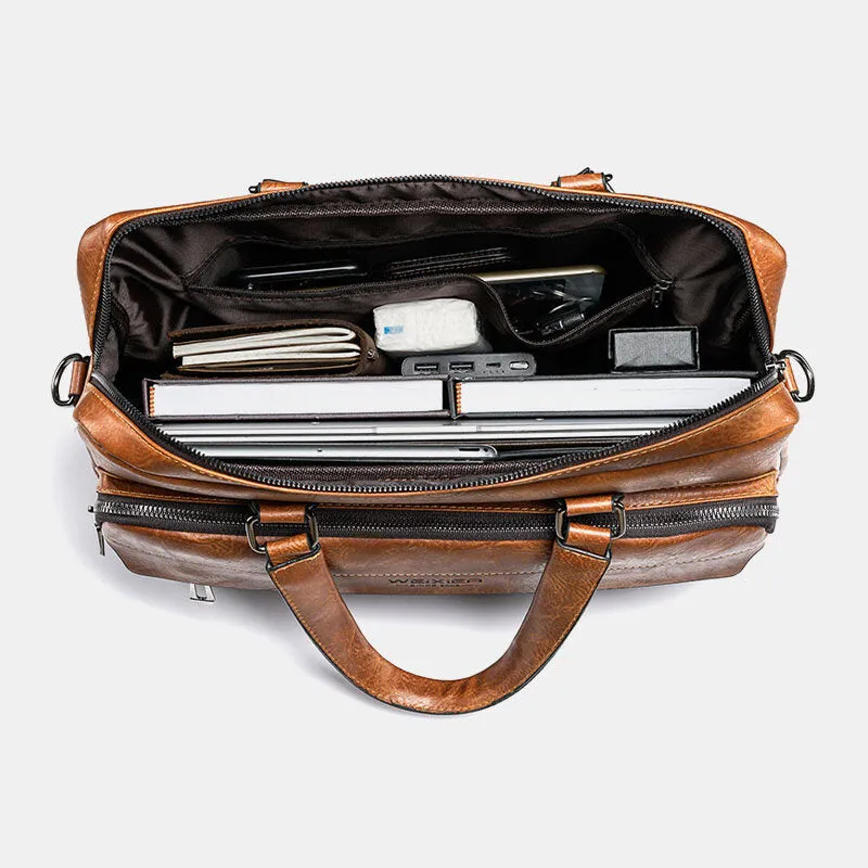 Men Large Capacity Vintage 13 Inch Computer Bag Messenger Bag Crossbody Bags Shoulder Bag Briefcase