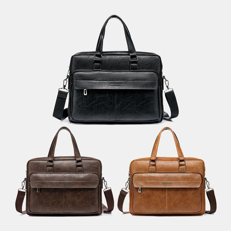 Men Large Capacity Vintage 13 Inch Computer Bag Messenger Bag Crossbody Bags Shoulder Bag Briefcase