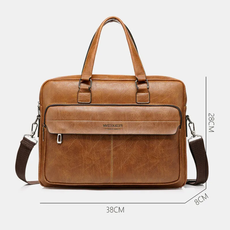 Men Large Capacity Vintage 13 Inch Computer Bag Messenger Bag Crossbody Bags Shoulder Bag Briefcase