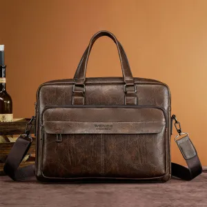 Men Large Capacity Vintage 13 Inch Computer Bag Messenger Bag Crossbody Bags Shoulder Bag Briefcase