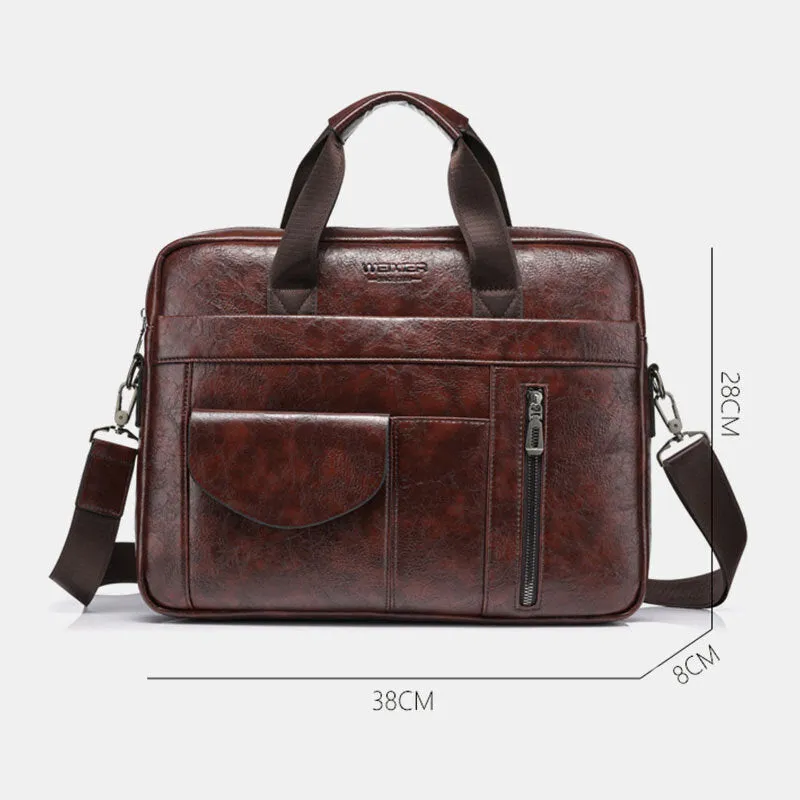 Men Multi-pocket Anti-theft Crossbody Bags Large Capacity Retro 13.3 Inch Laptop Messenger Bag Briefcase Shoulder Bag
