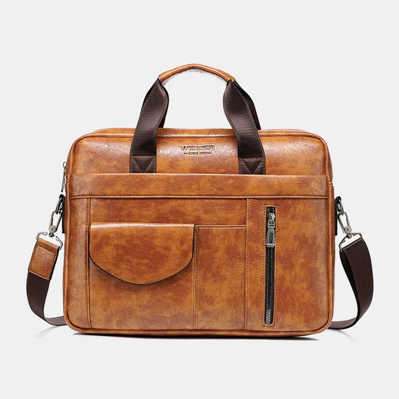 Men Multi-pocket Anti-theft Crossbody Bags Large Capacity Retro 13.3 Inch Laptop Messenger Bag Briefcase Shoulder Bag