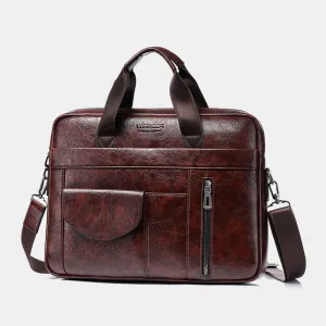 Men Multi-pocket Anti-theft Crossbody Bags Large Capacity Retro 13.3 Inch Laptop Messenger Bag Briefcase Shoulder Bag