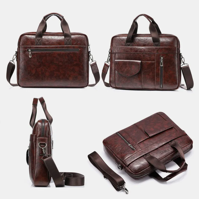 Men Multi-pocket Anti-theft Crossbody Bags Large Capacity Retro 13.3 Inch Laptop Messenger Bag Briefcase Shoulder Bag