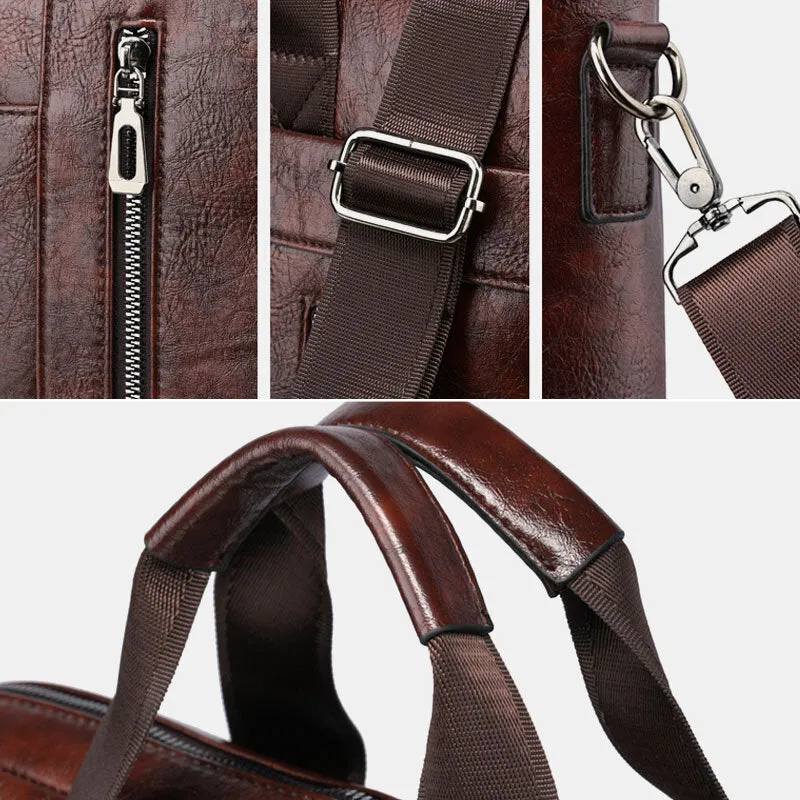 Men Multi-pocket Anti-theft Crossbody Bags Large Capacity Retro 13.3 Inch Laptop Messenger Bag Briefcase Shoulder Bag