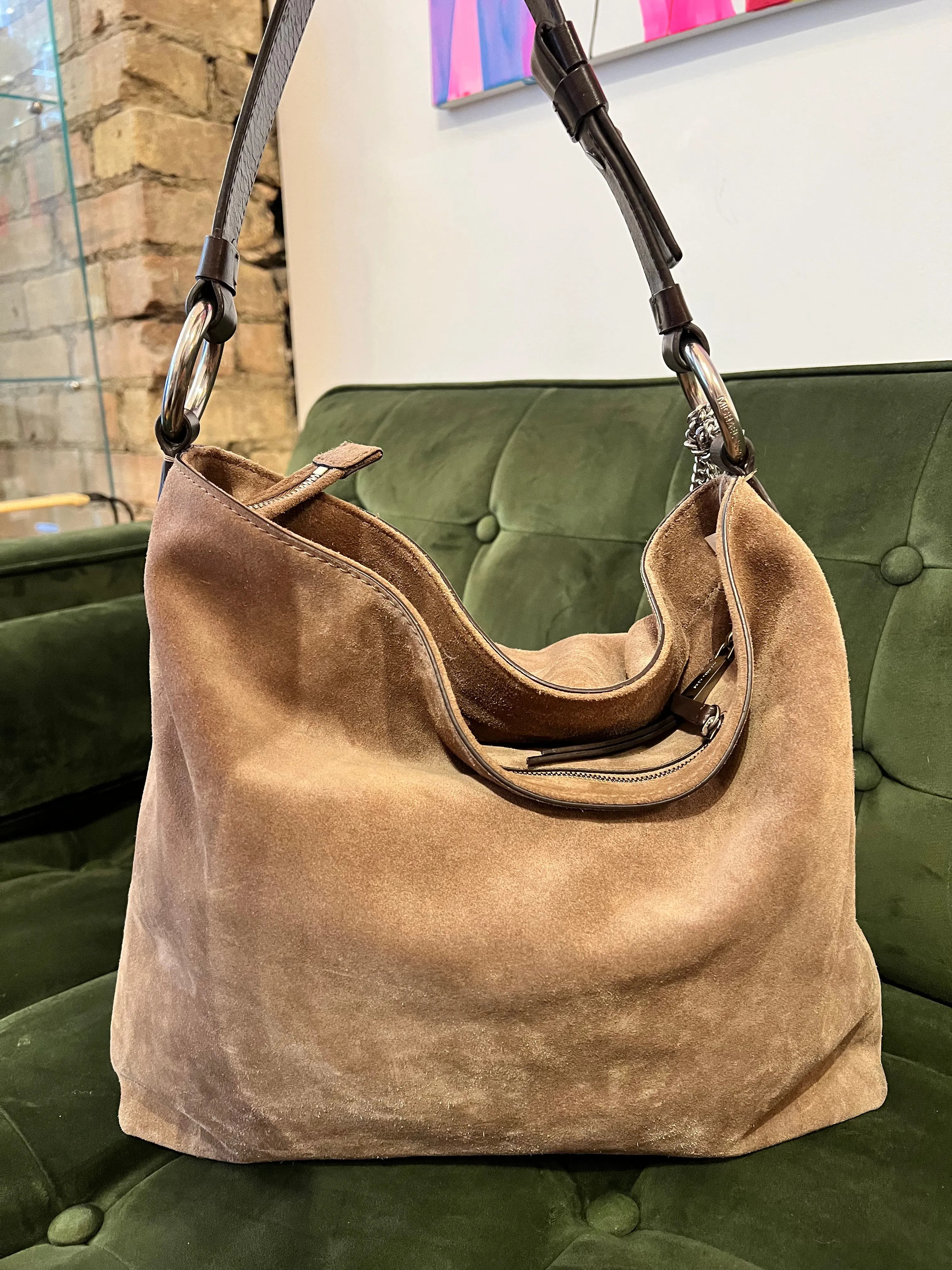 Michael Kors Brown Suede Hobo / Shoulder Bag