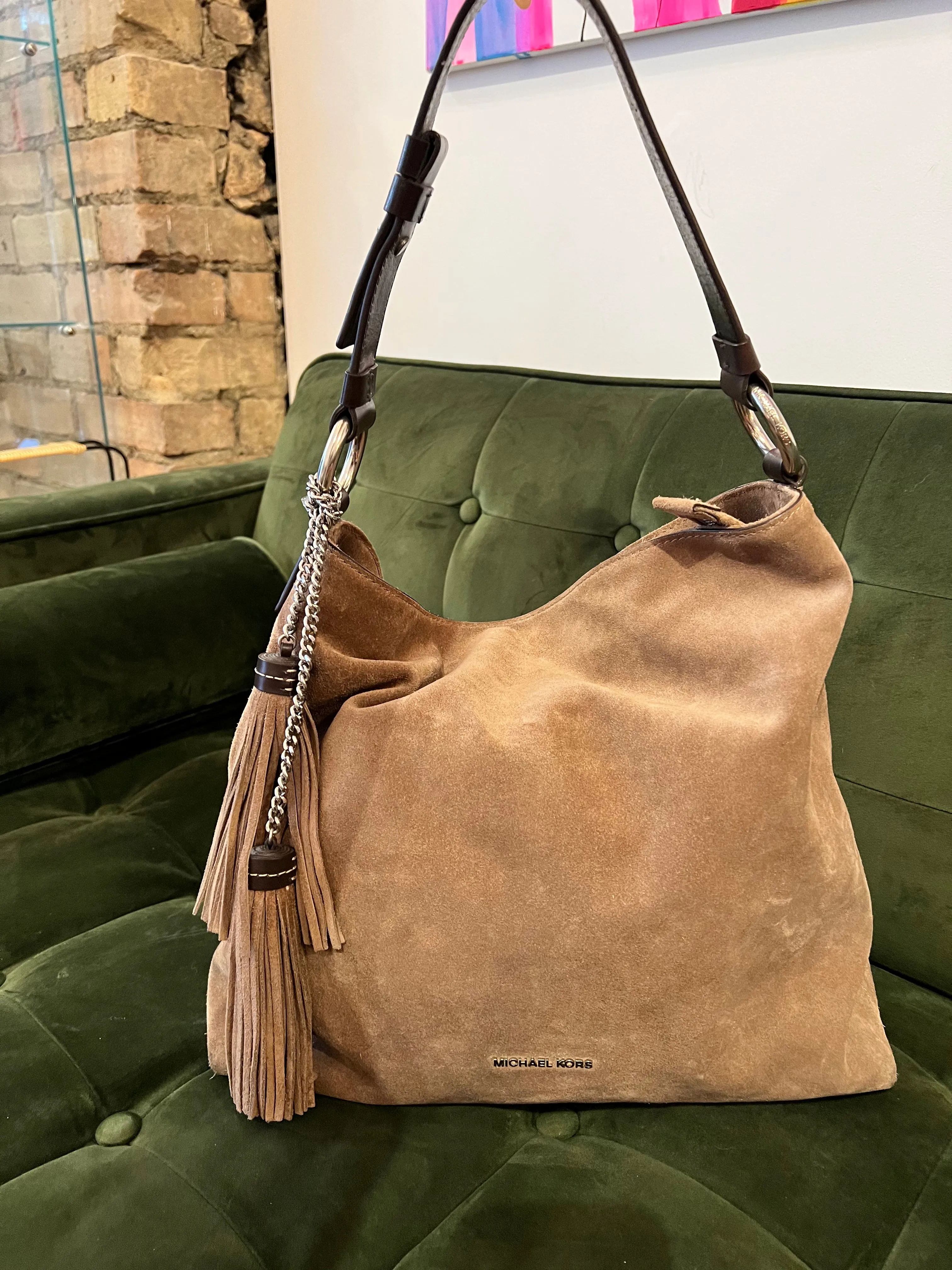 Michael Kors Brown Suede Hobo / Shoulder Bag