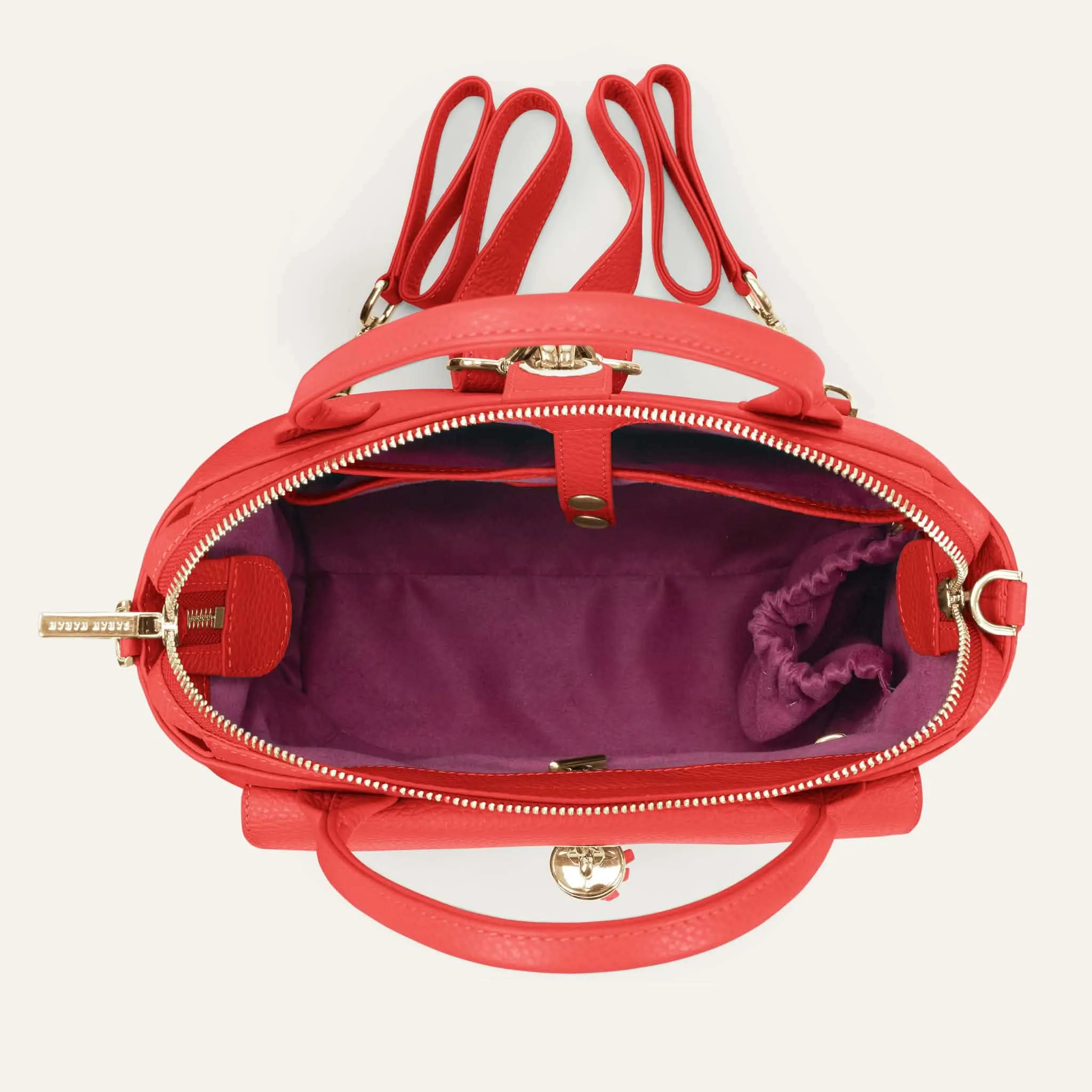 Mini P Backpack | Coral with Gold hardware