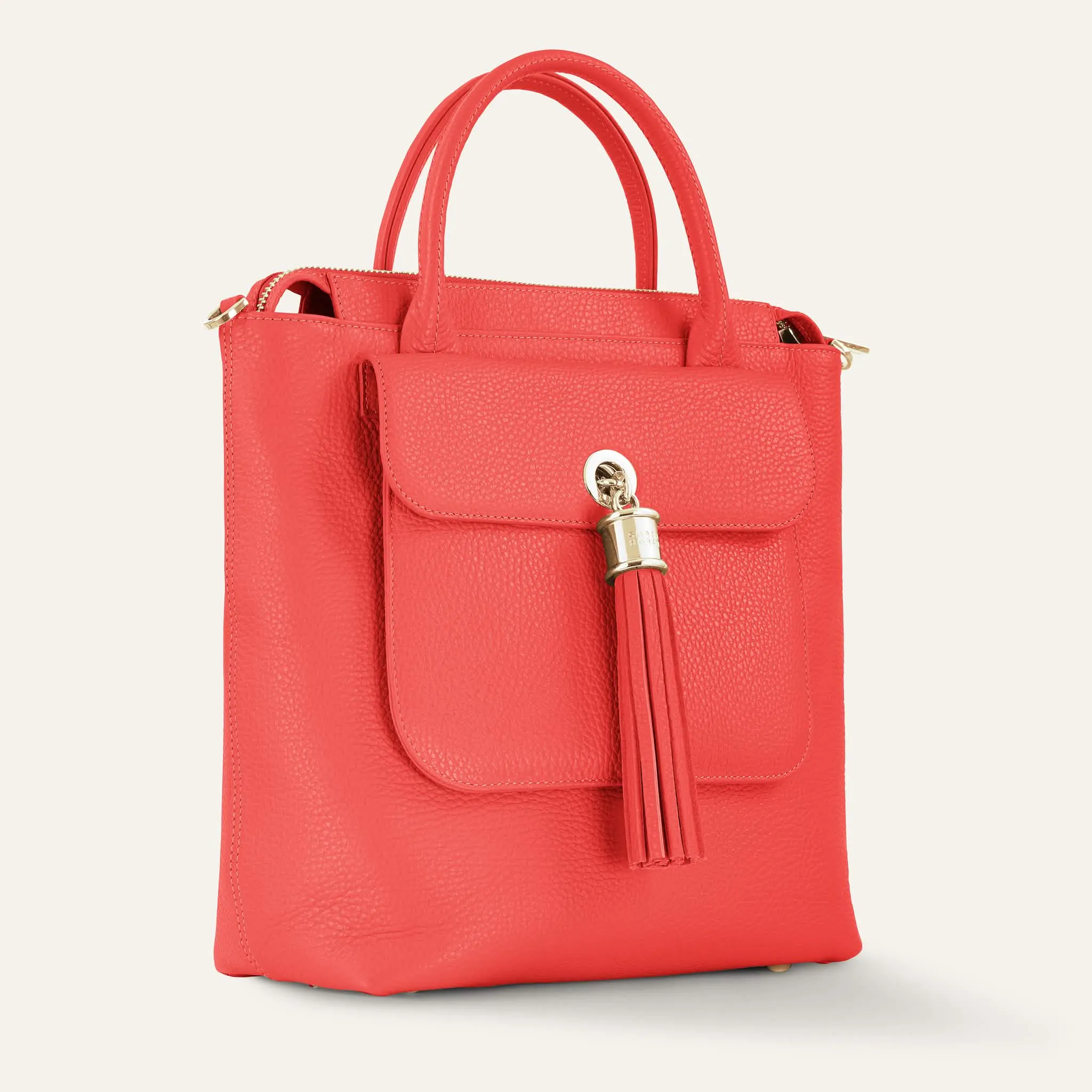 Mini P Backpack | Coral with Gold hardware
