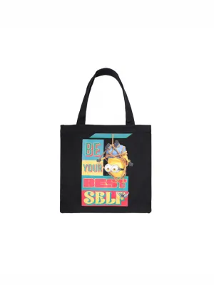 Minions Black Canvas Shopping Bag