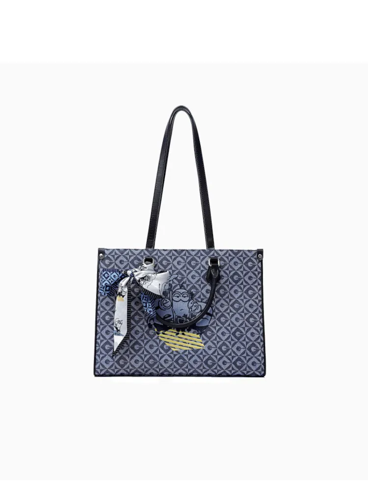 Minions Jacquard with Leather Large Tote Bag