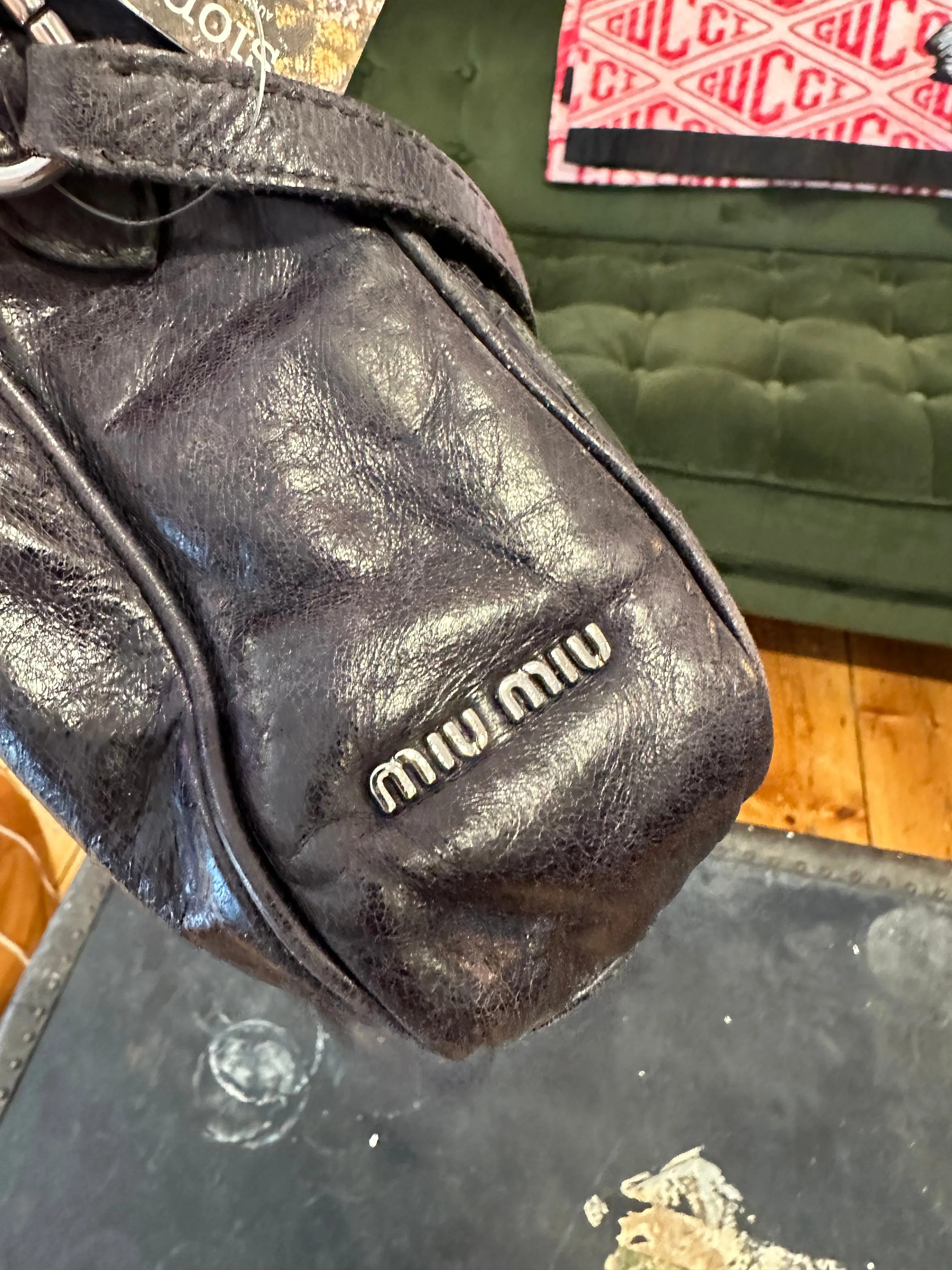 MiuMiu Navy Leather Mini Crossbody