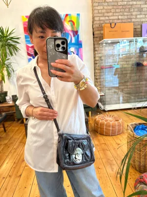 MiuMiu Navy Leather Mini Crossbody