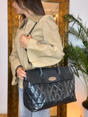 Mulberry Black Quilted Bayswater Tote with Shoulder Strap