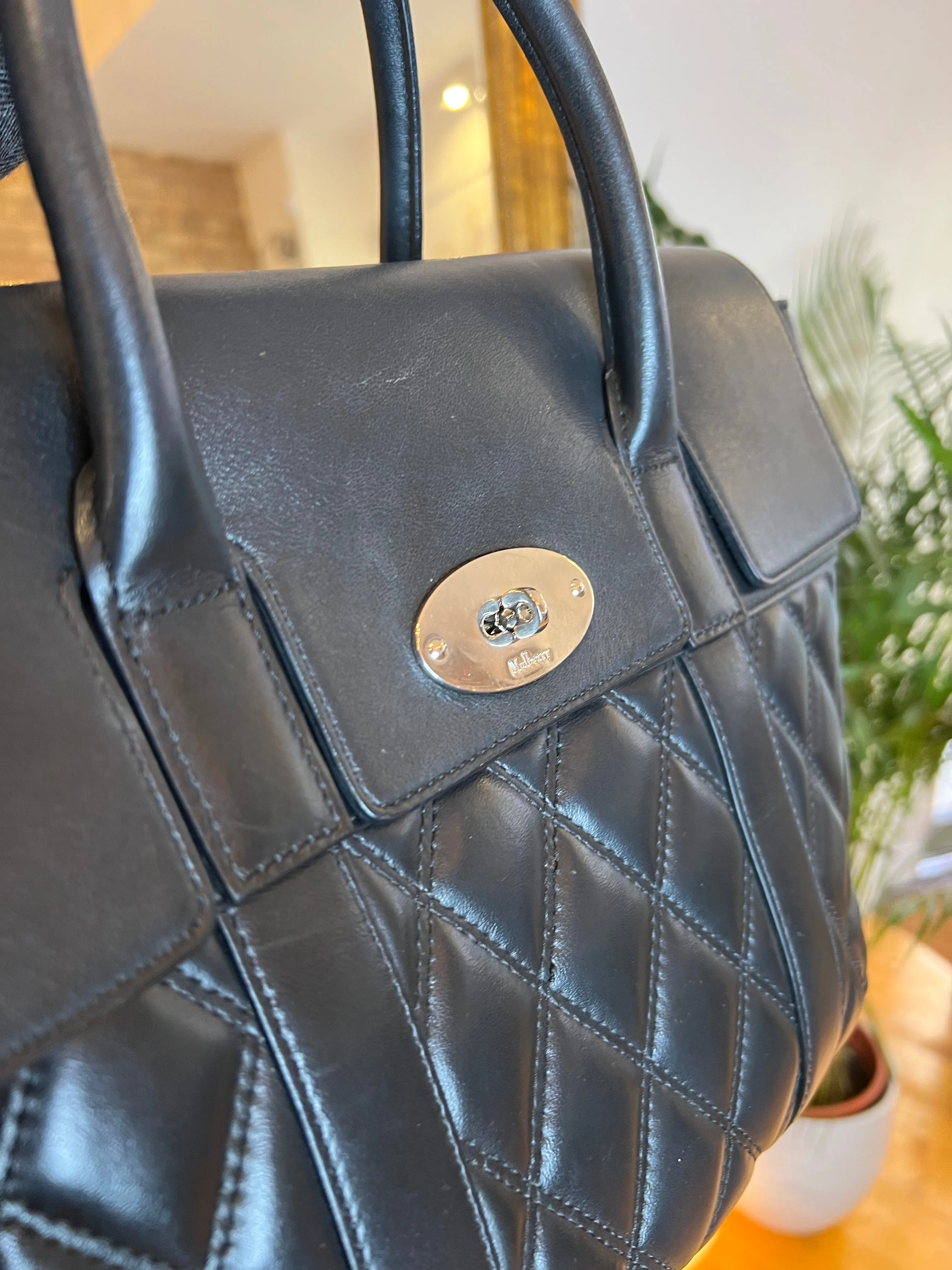 Mulberry Black Quilted Bayswater Tote with Shoulder Strap