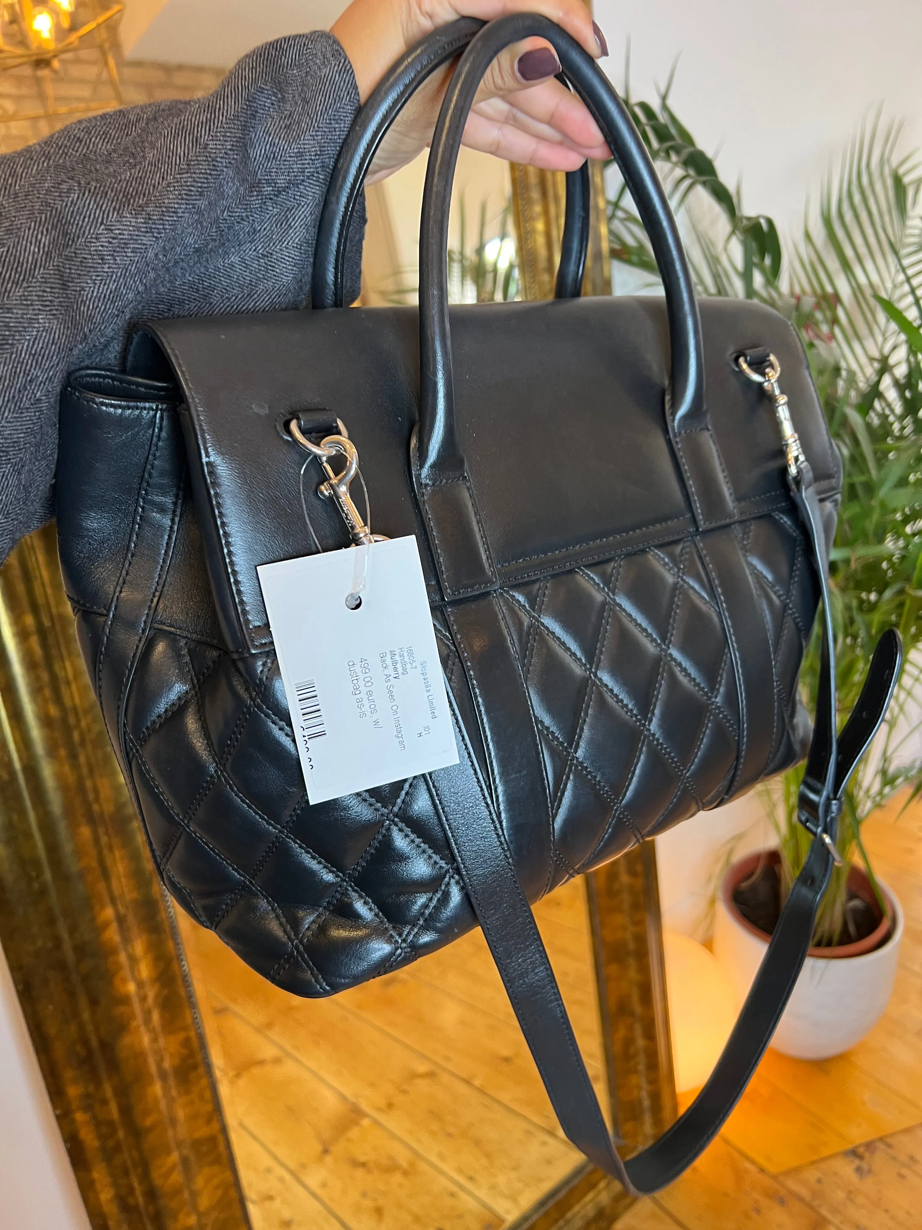 Mulberry Black Quilted Bayswater Tote with Shoulder Strap