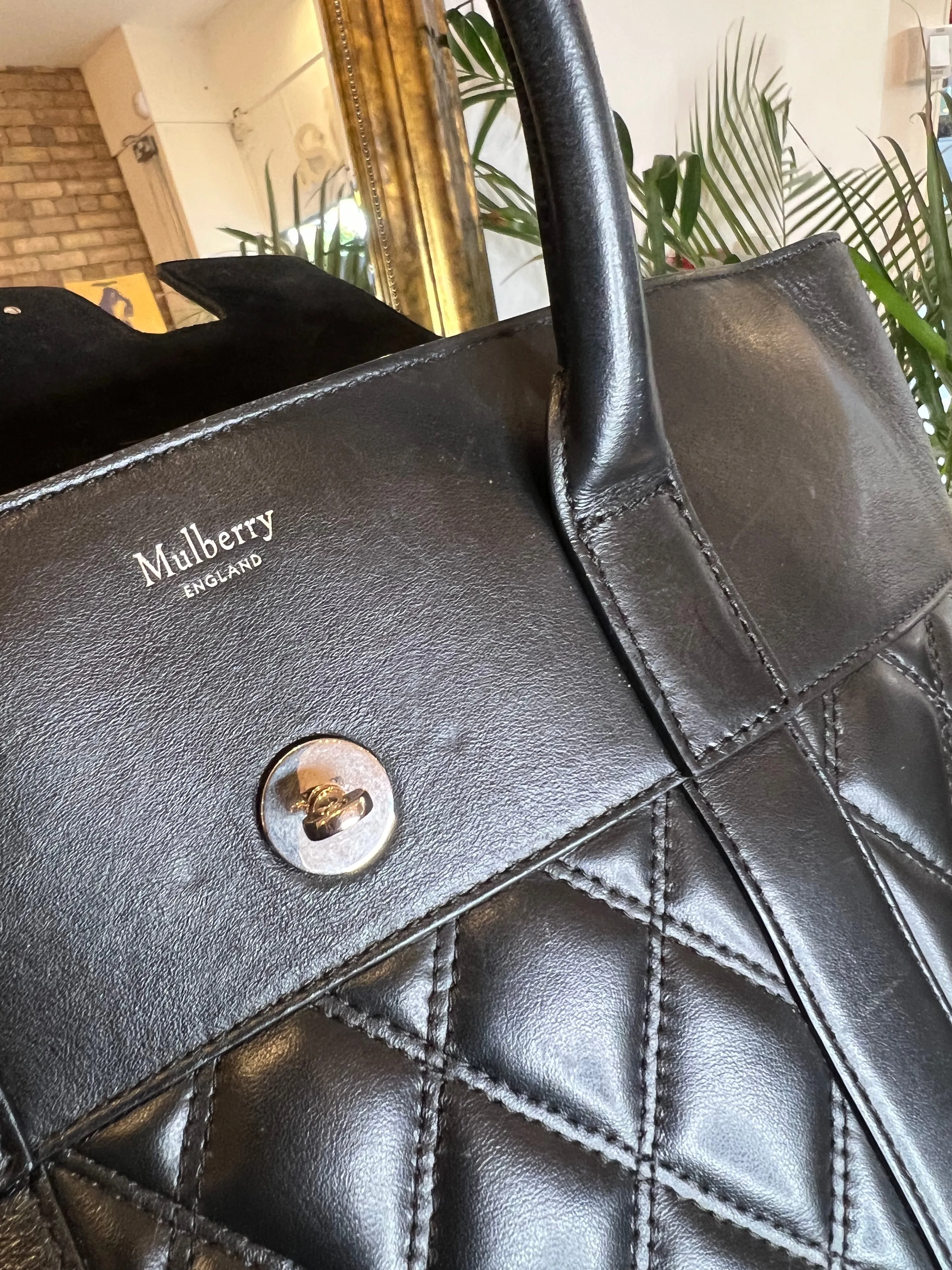 Mulberry Black Quilted Bayswater Tote with Shoulder Strap