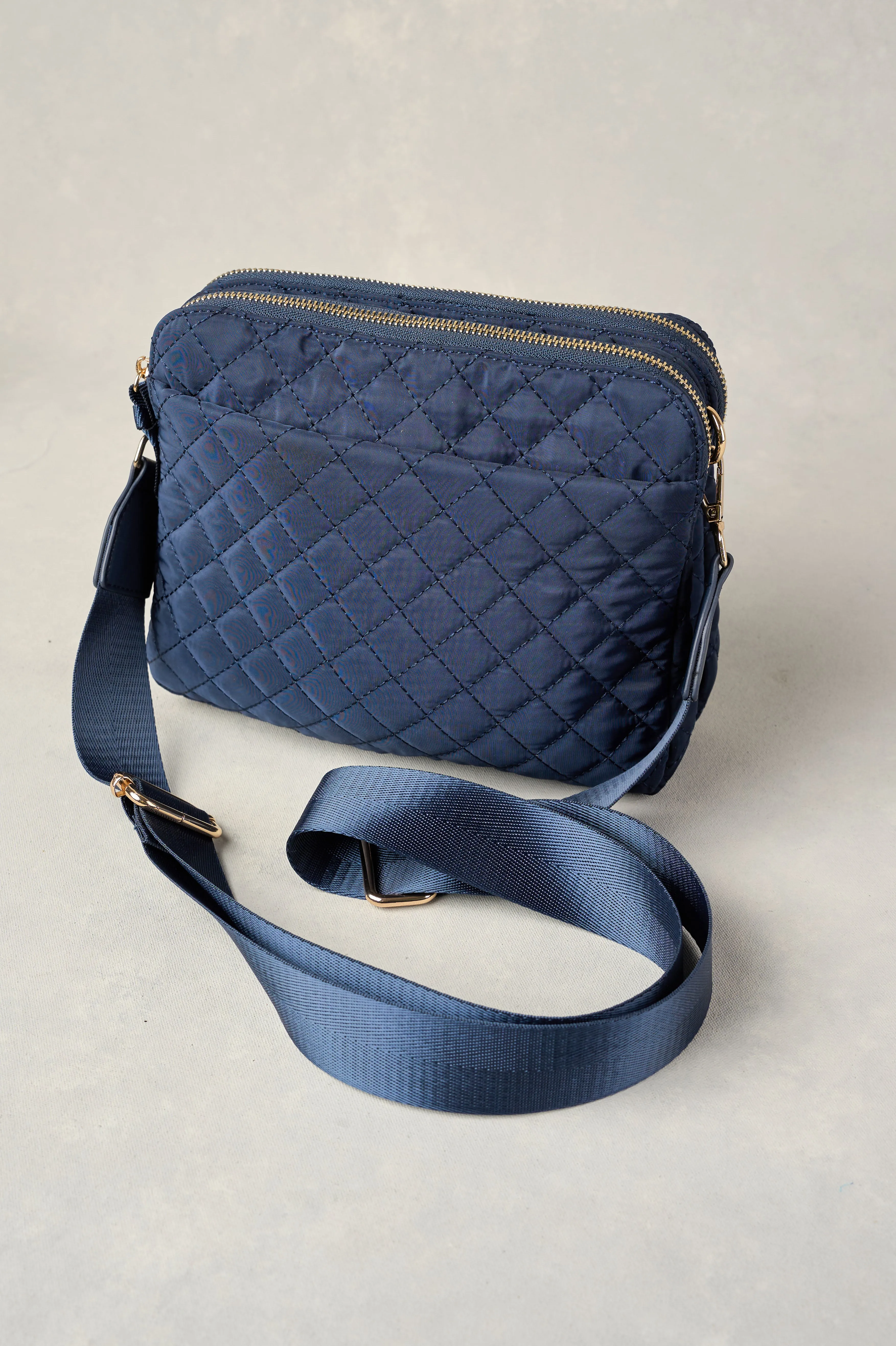 Naomi Quilted Crossbody Bag - Navy