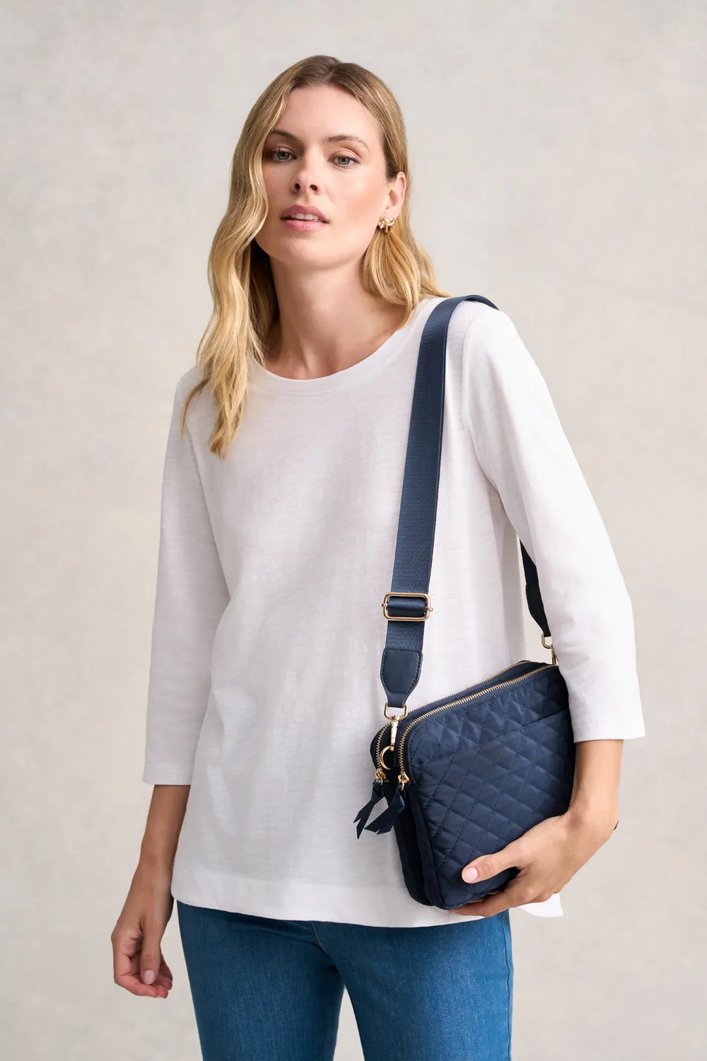 Naomi Quilted Crossbody Bag - Navy