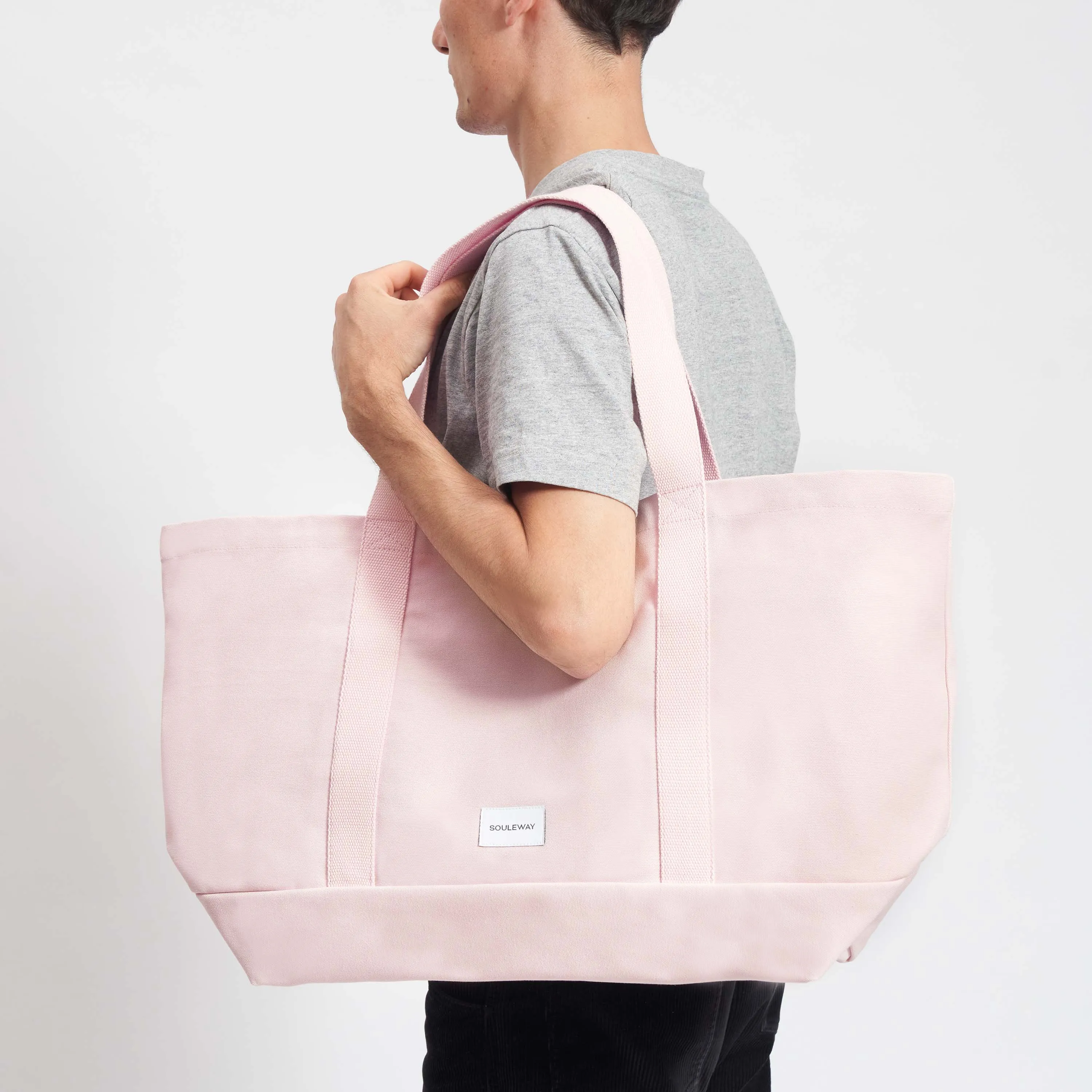 Natural Cotton Canvas Beach Bag | Blush Pink