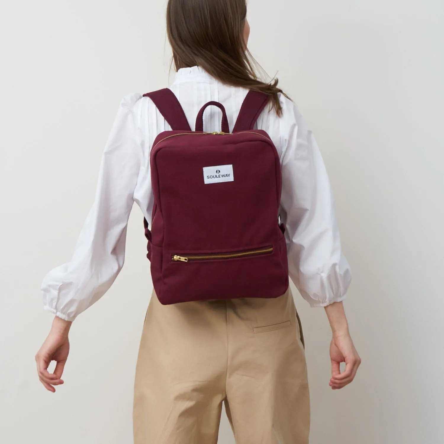 Natural Cotton Canvas Daypack | Bordeaux Red